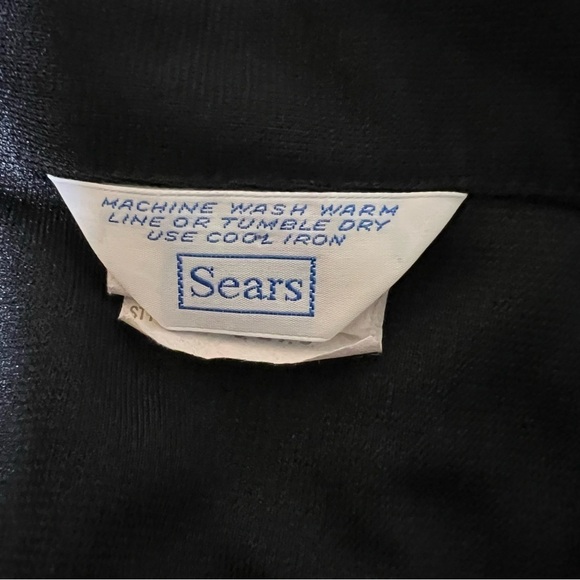 VINTAGE Sears 1970s Short Sleeve Blazer Black Collared Vtg 70s Button Front - Picture 5 of 7
